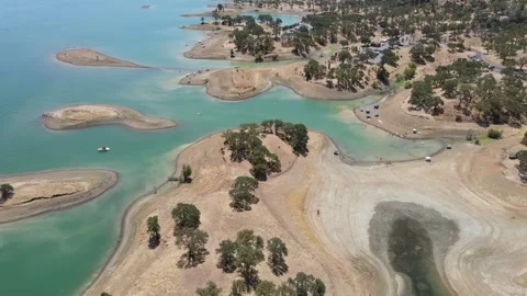 Aerial View from Lake Berryessa, largest lake in Napa County, California. Stock Footage