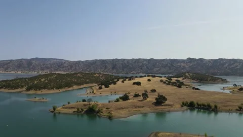 Aerial View from Lake Berryessa, largest lake in Napa County, California. Stock Footage