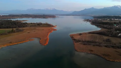 Aerial view of Lake Chiemsee, Bavarias largest lake, known as Bavarian Sea Video stock 316628853