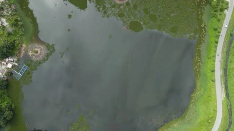 Aerial view of a lake with clouds reflection at Kamunting, Perak Stock Footage 230763538