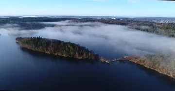 Aerial view of Lake Delsjön Stock Footage 85953664