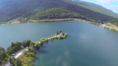 Aerial view, Lake Doxa Stock Footage 85355175