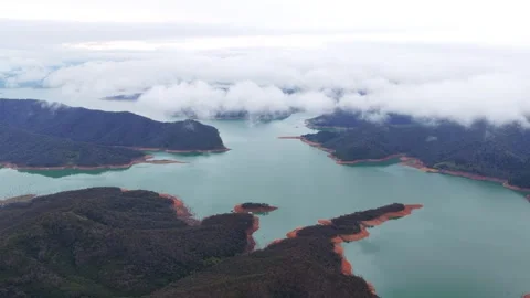 Aerial View Of Lake Eildon Peninsula Covered In Native Australian Bush Video stock 335567746