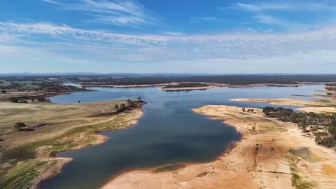 Aerial view of Lake Eppalock during drought season Видео 331547004