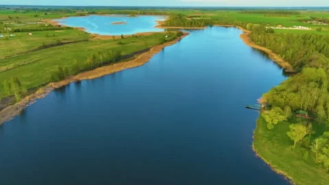 Aerial view of lake Stock Footage 240842097