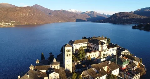 Aerial view of Lake Orta Stock Footage 99575329