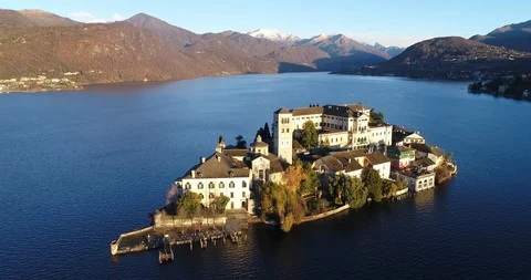 Aerial view of Lake Orta Stock Footage 99575539