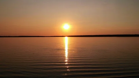 Aerial view of lake at sunset Stock Footage 101500644