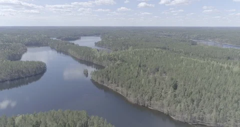 Aerial view of lakes and forests of Fiskars. 库存影片 118754755