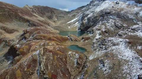 Aerial view of lakes in a mountain range, Pakistan. Stock Footage 322143369