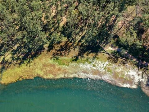 Aerial view of a lakeside Stock Photos
