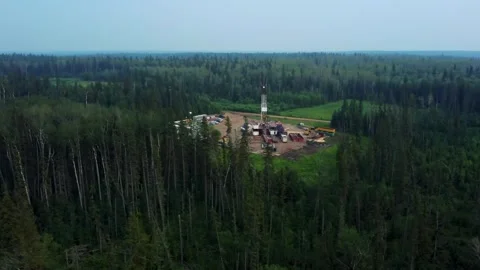 Aerial View of Land Drilling Rig Stock Footage 342003709