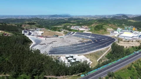 Aerial view of a landfill Stock Footage 331567031