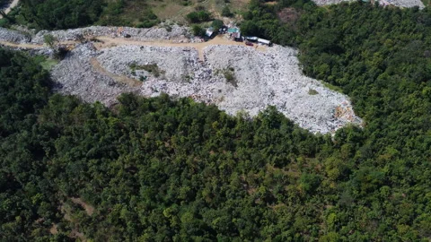 Aerial view of landfill waste, solid waste, environmental pollution problem. Stock Footage 223645841