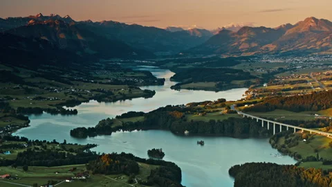 Aerial view of landscape in the Alps Stock Footage 160778281