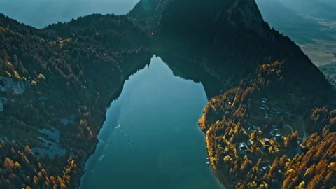Aerial view of landscape in the Alps Stock Footage 160778370
