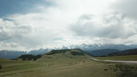 Aerial view of landscape with empty highway. Scene. Drone flight from the side Stock Footage 150965111