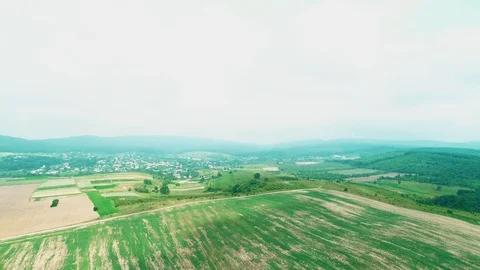 Aerial view of landscape with fields. 4k. Video stock 111067177