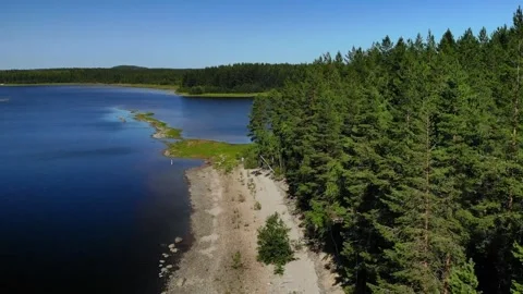 Aerial view of landscape with forest and lake in Karelia Stock Footage 170276331