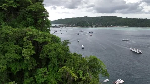 Aerial view of landscape of Koh Phi Phi Don island's seashore Thailand Stockbeeldmateriaal 266667561