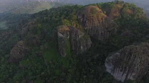 Aerial view landscape of a mountain hills with green forest (18) Stock Footage 145745331