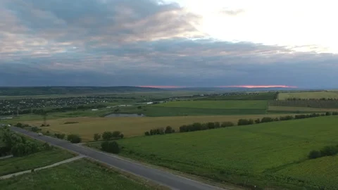Aerial view of a landscape placed in eastern Europe. Stock Footage 132897969
