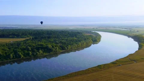 Aerial view of the landscape riverbed Stock Footage 239684375