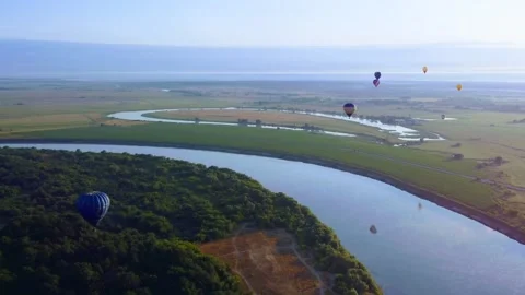 Aerial view of the landscape riverbed Stock Footage 239684452
