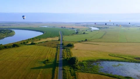 Aerial view of the landscape riverbed Stock Footage 239684601
