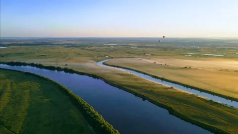 Aerial view of the landscape riverbed Stock Footage 239685253