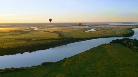 Aerial view of the landscape riverbed Stock Footage 239685264