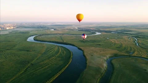 Aerial view of the landscape riverbed Stock Footage 239685618