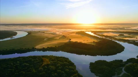 Aerial view of the landscape riverbed Stock Footage 239685853