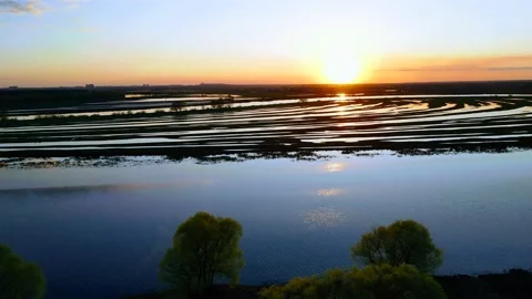 Aerial view of the landscape riverbed Stock Footage 239685916