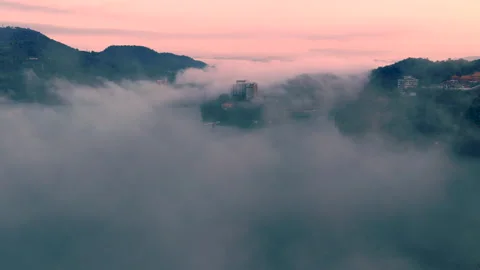 Aerial view Landscape of Sun Moon Lake at sunrise in Taiwan. Видео 345944003