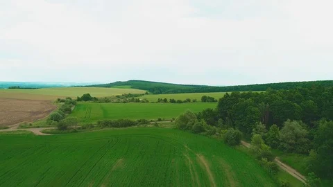 Aerial view of landscape. Top view of beautiful green hills. Copy space. 4K. Stock Footage 111070085