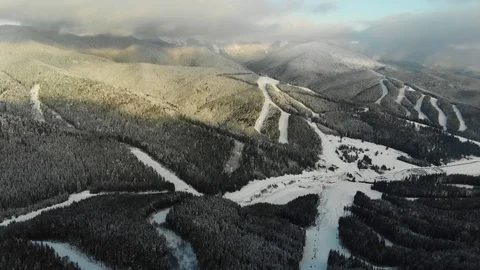 Aerial view landscape in winter Carpathian mountains Stock Footage 122830341
