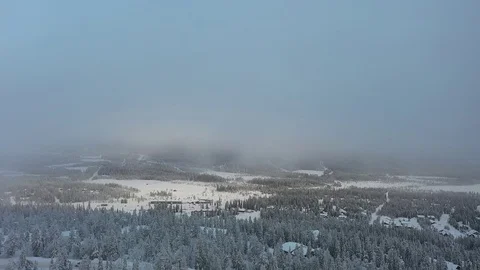 Aerial view of Lapland. The drone view of winter forest in Lapland, Finland Stock Footage 126279818