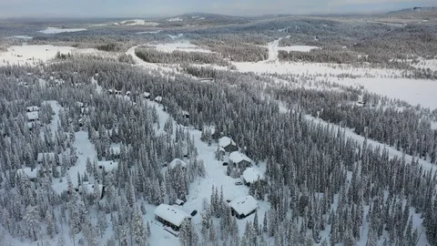 Aerial view of Lapland. The drone view of winter forest in Lapland, Finland Stock Footage 126279862