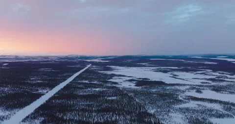Aerial view of Lapland at sunset Stock Footage 220024933