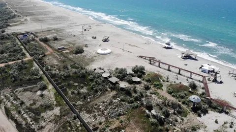 Aerial View. Large Area Of The Beach Of Modern Festival Befooz Stock Footage 111077462