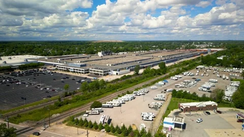 Aerial view of Large Automotive engine plant in Trenton , Michigan. Stock Footage 317348367