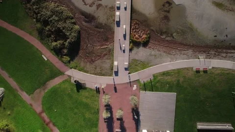 Aerial view of a large bathing pier Stock Footage 163748889