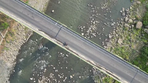 Aerial view of a large bridge built with sturdy and strong concrete pillars Video stock 290929853