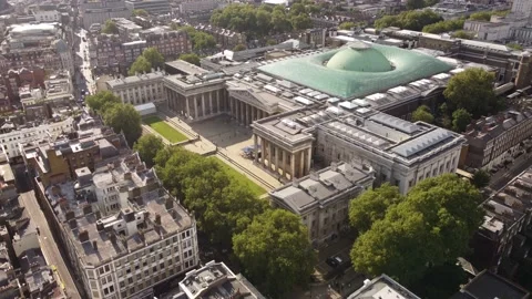 Aerial view of the large The British Museum. Stock Footage 189598038