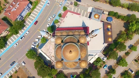 Aerial view a large building with a. Stock Footage 284651698