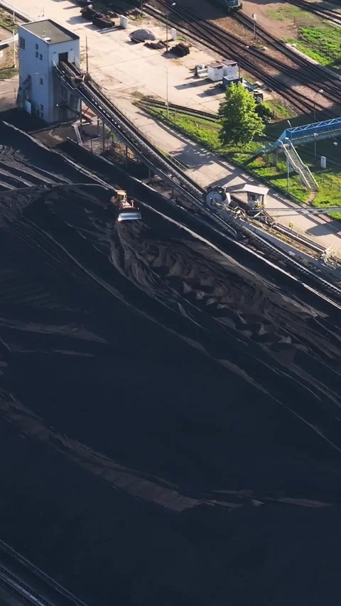 Aerial view of a large coal fired power plant. Vertical video Stock Footage 346521671