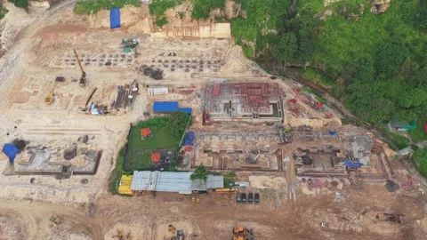 Aerial view of a large construction site in nusa dua, bali Stock Footage 328924680