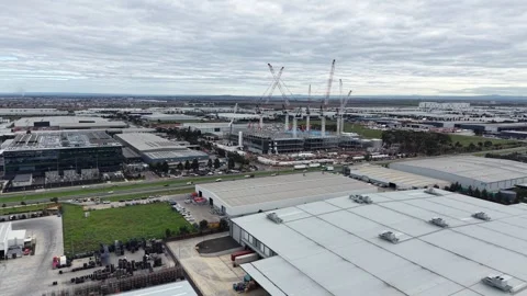 Aerial view of a large construction site in an industrial park Video stock 337810849