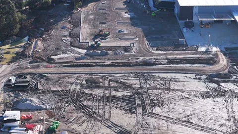 Aerial view of a large construction site with excavators Video stock 341271858